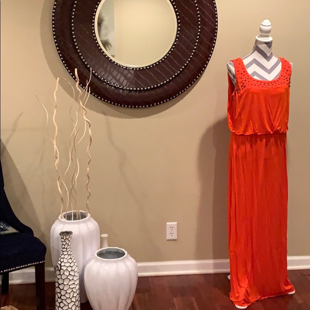 Orange summer maxi dress